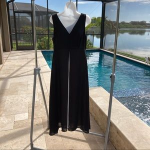 White House Black Market Black and Cream V Neck Overlay Jumpsuit  Size 12P